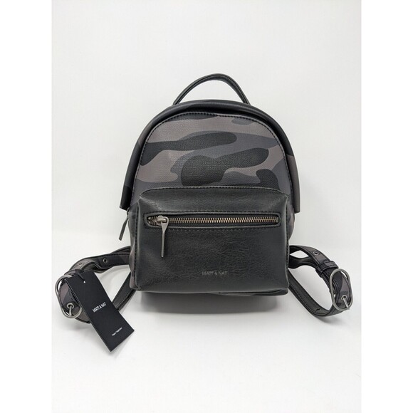 MATT AND NAT Bali Mini Vegan Leather Black Camo Small Backpack NWT main image 6